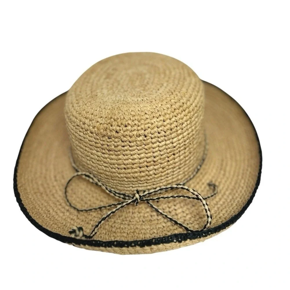 Scala Collection Women's Rolled Brim Woven Natural Sun Hat Resort Beach Coastal